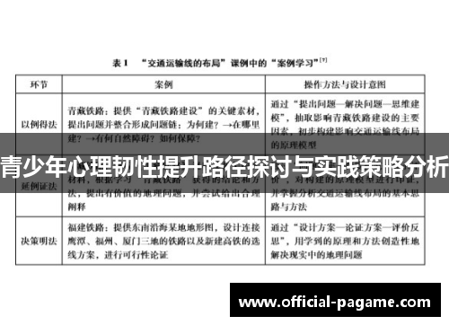 青少年心理韧性提升路径探讨与实践策略分析