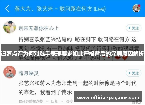 追梦点评为何对选手表现要求如此严格背后的深层原因解析